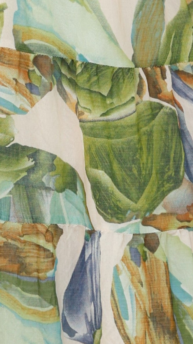 Green Blue Print Maxi Dress