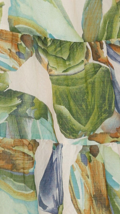Green Blue Print Maxi Dress