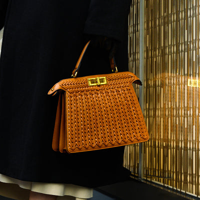 Dionne Woven Handbag Brown