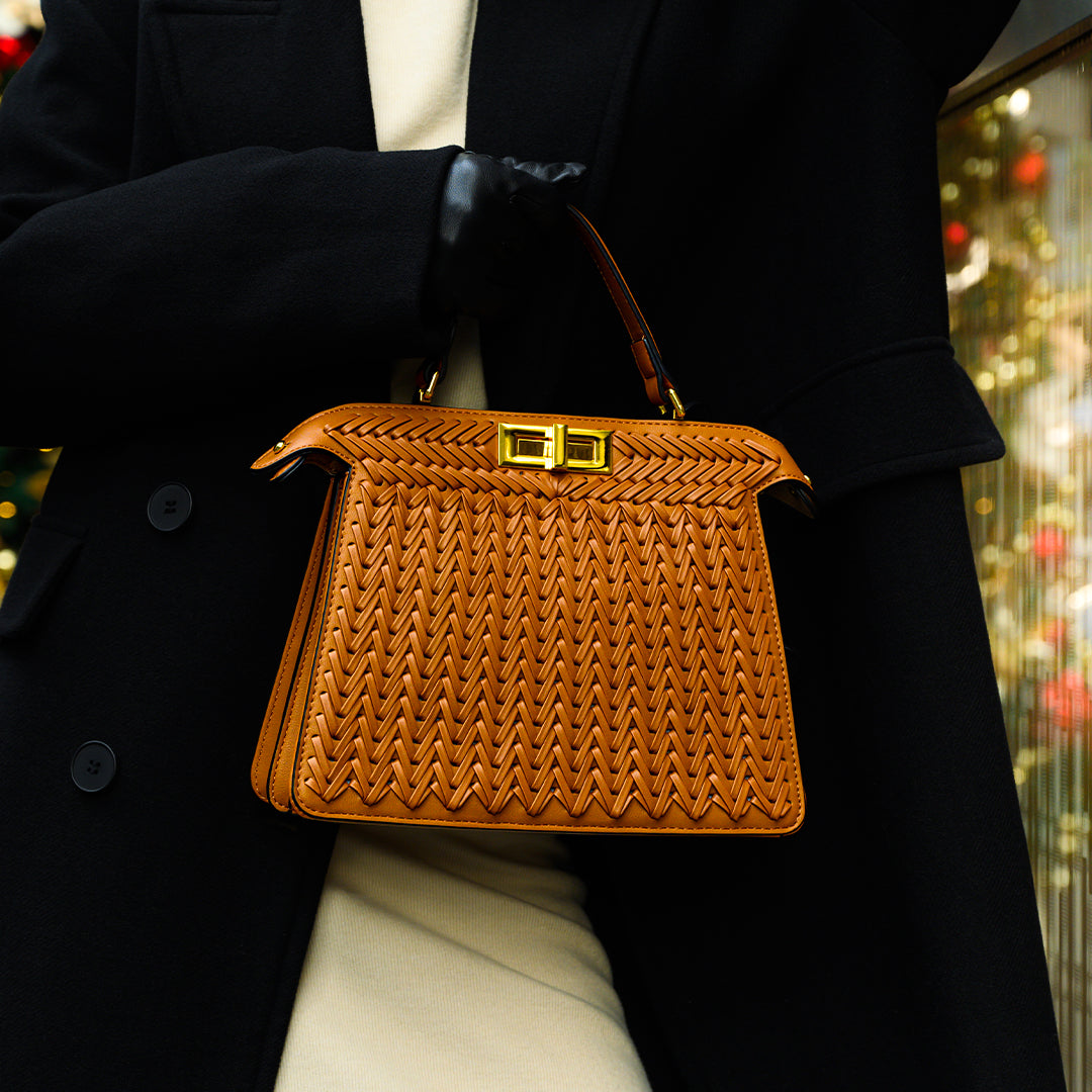 Dionne Woven Handbag Brown