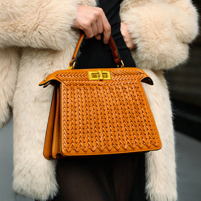 Dionne Woven Handbag Brown