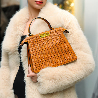 Dionne Woven Handbag Brown