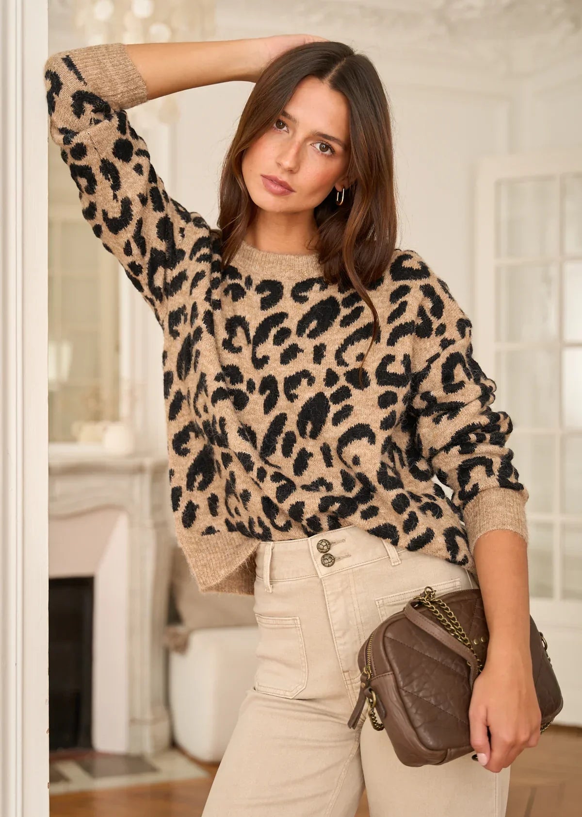 Oversized svetr s leopardím vzorem