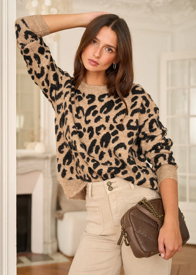 Oversized svetr s leopardím vzorem